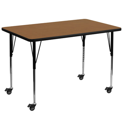 Mobile 36''W x 72''L Rectangular Thermal Laminate Activity Table - Standard Height Adjustable Legs