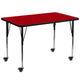 Red |#| Mobile 36inchW x 72inchL Rectangular Red Thermal Laminate Adjustable Activity Table