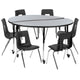 Grey |#| Mobile 60inch Circle Wave Activity Table Set-16inch Student Stack Chairs, Grey/Black