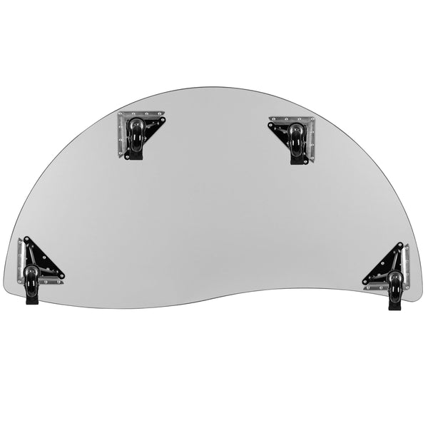 Oak |#| Mobile 60inch Half Circle Wave Collaborative Oak Kids Adjustable Activity Table