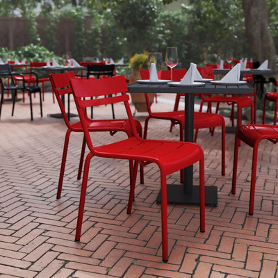 Nash Commercial Grade Steel Stack Chair, Indoor-Outdoor Armless Chair with 2 Slat Back - View 2