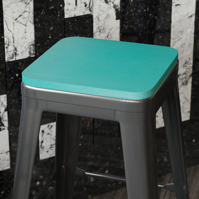Perry Poly Resin Wood Seat with Rounded Edges for Colorful Metal Chairs and Stools