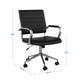 Black Faux Leather/Polished Nickel |#| Ribbed Faux Leather Swivel Home Office Chair with Armrests-Black/Polished Nickel