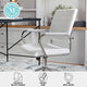 White Faux Leather/Polished Nickel |#| Ribbed Faux Leather Swivel Home Office Chair with Armrests-White/Polished Nickel