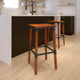 Commercial Grade Rustic Walnut Industrial Style Backless Wood Barstool