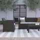 Dark Gray |#| 4 Piece Outdoor Faux Rattan Chair, Sofa and Table Set in Dark Gray