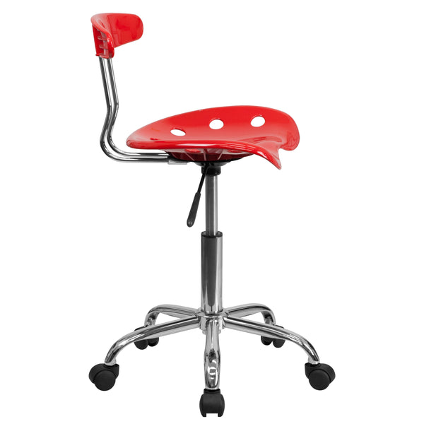 Red |#| Vibrant Red and Chrome Swivel Task Office Chair with Tractor Seat