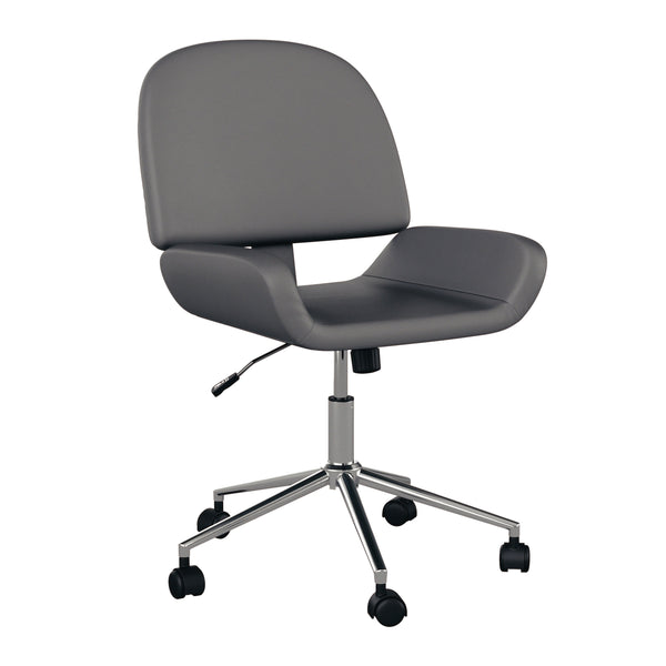 Gray Faux Leather/Polished Nickel |#| Faux Leather Armless Swivel Home Office Chair - Gray/Polished Nickel