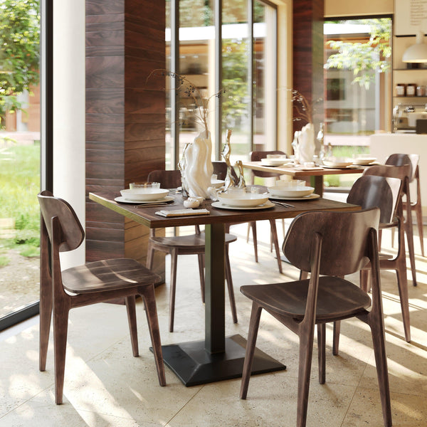 Antique Copper |#| Commercial Solid Wood Dining Chair with Curved Backrest in Antique Copper