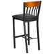 Cherry |#| Vertical Back Black Metal & Cherry Wood Restaurant Barstool w/ Black Vinyl Seat