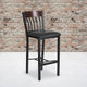 Walnut |#| Vertical Back Black Metal &Walnut Wood Restaurant Barstool w/Black Vinyl Seat