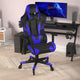 Blue |#| Office Gaming Chair with Roller Wheels & Reclining Back - Blue LeatherSoft
