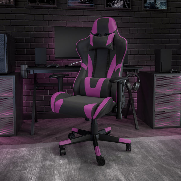 Purple |#| Racing Gaming Ergonomic Chair with Fully Reclining Back in Purple LeatherSoft