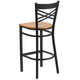 Natural Wood Seat/Black Metal Frame |#| Black inchXinch Back Metal Restaurant Barstool - Natural Wood Seat