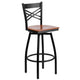 Cherry Wood Seat/Black Metal Frame |#| Black inchXinch Back Swivel Metal Barstool - Cherry Wood Seat