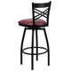 Burgundy Vinyl Seat/Black Metal Frame |#| Black inchXinch Back Swivel Metal Barstool - Burgundy Vinyl Seat