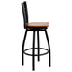 Cherry Wood Seat/Black Metal Frame |#| Black inchXinch Back Swivel Metal Barstool - Cherry Wood Seat