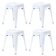 White |#| 18 Inch Table Height Indoor Stackable Metal Dining Stool in White-Set of 4