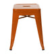 Orange |#| 18 Inch Table Height Indoor Stackable Metal Dining Stool in Orange-Set of 4