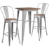 23.5" Square Metal Bar Table Set with Wood Top and 2 Stools