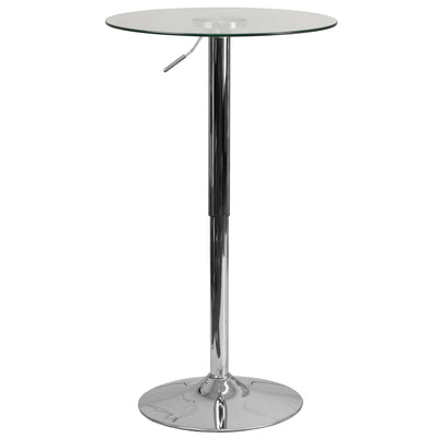 23.5'' Round Adjustable Height Glass Table (Adjustable Range 33.5'' - 41'')