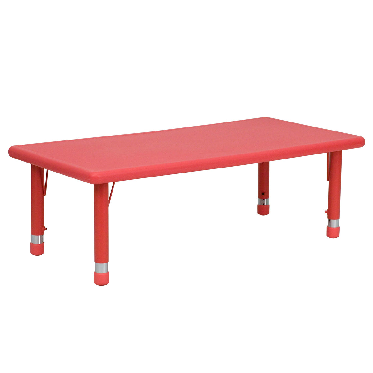 Red |#| 24inchW x 48inchL Rectangular Red Plastic Height Adjustable Activity Table