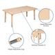 Natural |#| 24inchW x 48inchL Natural Plastic Adjustable Activity Table - School Table for 6