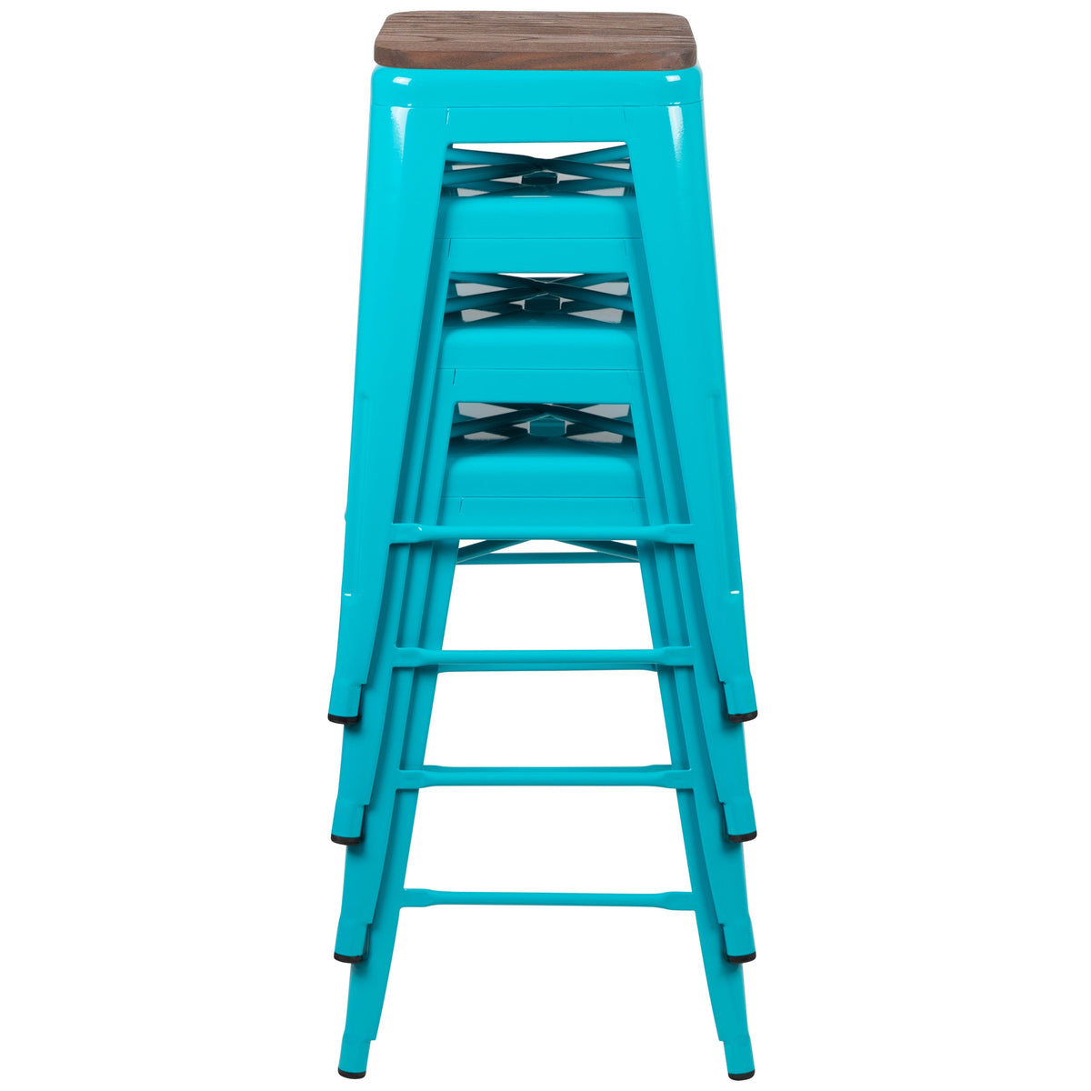 Teal |#| 4 Pack 24inch High Metal Indoor Counter Bar Stool - Stackable Stool, Teal