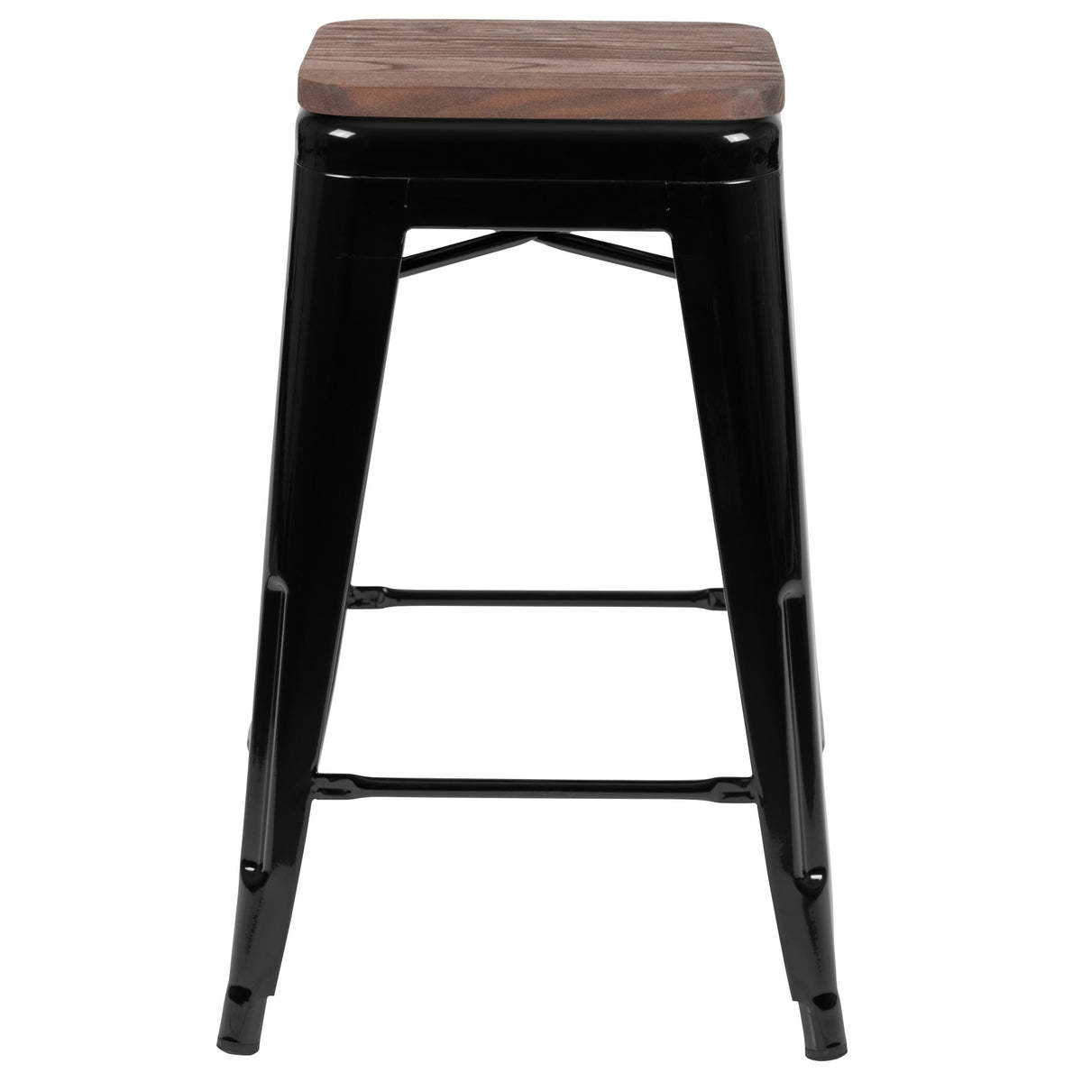 Black |#| 4 Pack 24inch High Metal Indoor Counter Bar Stool - Stackable Stool, Black