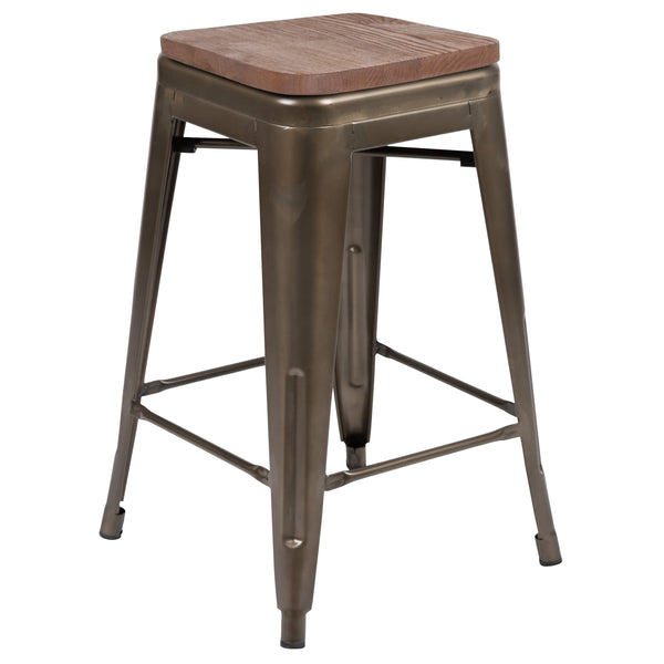 Gun Metal |#| 4 Pack 24inch High Metal Indoor Counter Bar Stool - Stackable Stool, Gun Metal Gray