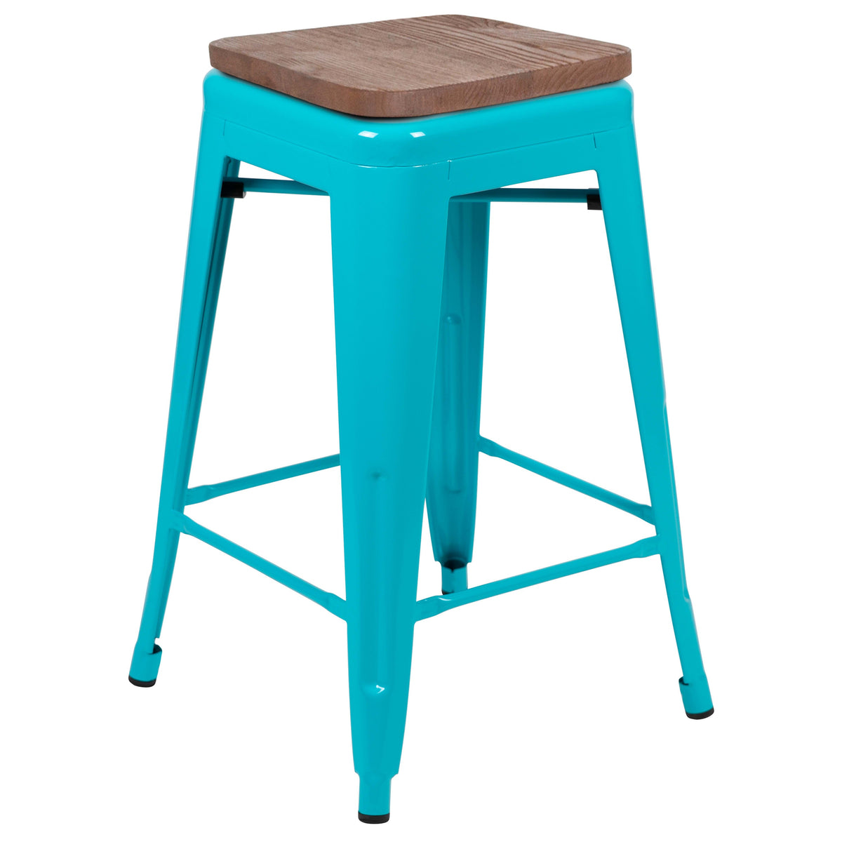 Teal |#| 4 Pack 24inch High Metal Indoor Counter Bar Stool - Stackable Stool, Teal