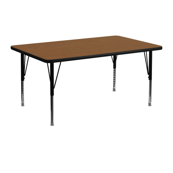Oak |#| 24inchW x 48inchL Oak HP Laminate Activity Table - Height Adjustable Short Legs