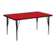 Red |#| 24inchW x 48inchL REC Red HP Laminate Activity Table - Height Adjustable Short Legs