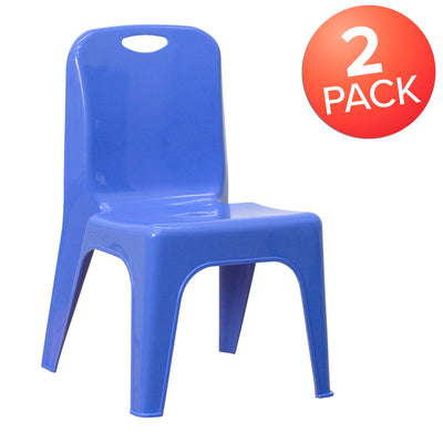 2 Pack Plastic Stackable School Chair with Carrying Handle and 11