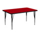 Red |#| 30inchW x 48inchL Rectangular Red Thermal Laminate Adjustable Activity Table