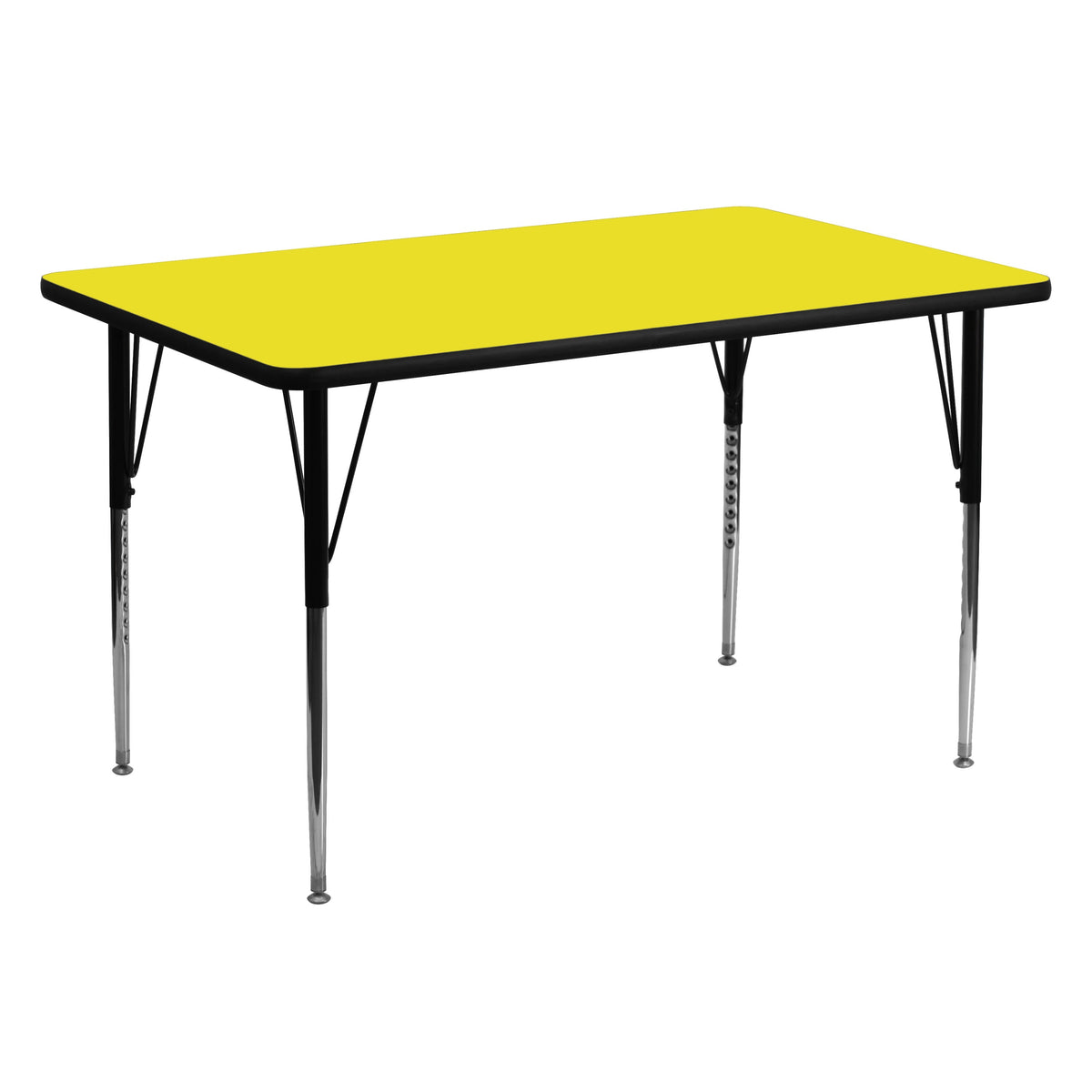 Yellow |#| 30inchW x 60inchL REC Yellow HP Laminate Activity Table - Height Adjustable Legs