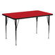 Red |#| 30inchW x 60inchL Rectangular Red HP Laminate Activity Table - Height Adjustable Legs