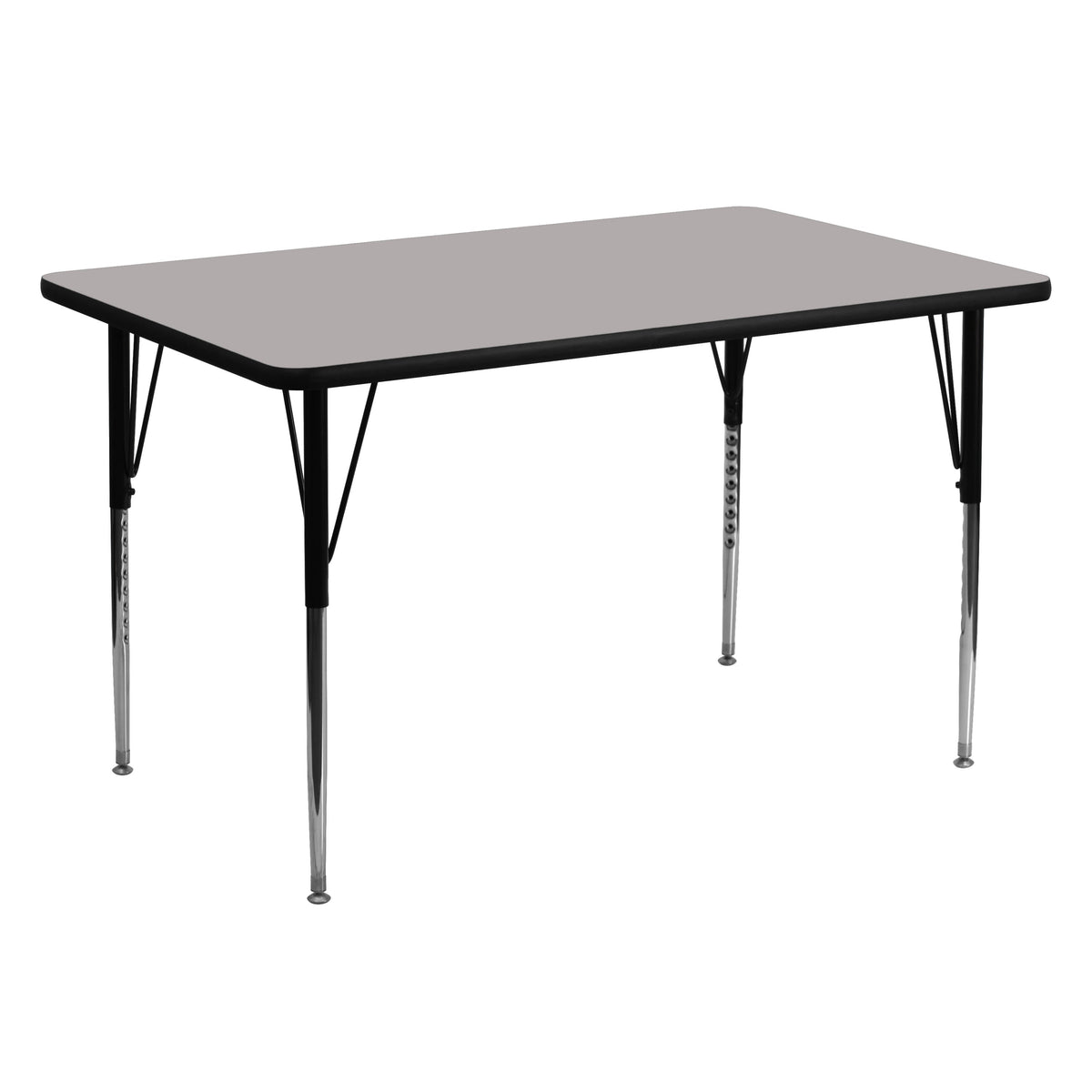 Gray |#| 30inchW x 60inchL Rectangular Grey HP Laminate Activity Table - Height Adjustable Legs