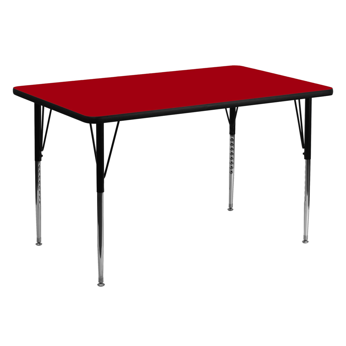 Red |#| 30inchW x 60inchL Rectangular Red Thermal Laminate Adjustable Activity Table