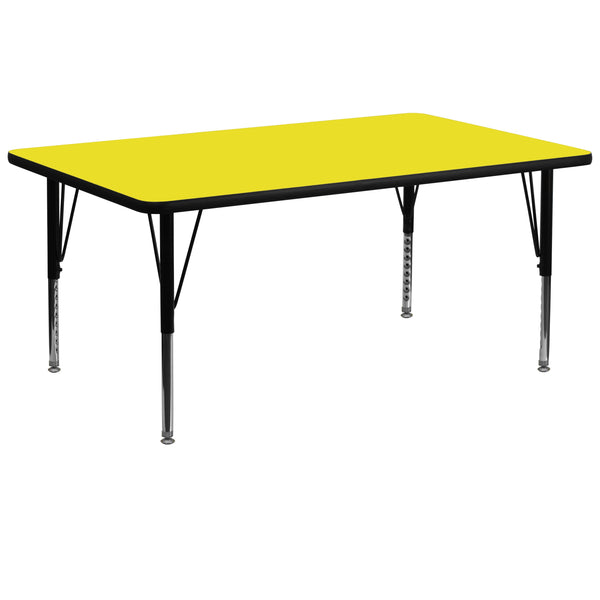 Yellow |#| 30inchW x 72inchL Rectangular Yellow HP Laminate Adjustable Activity Table