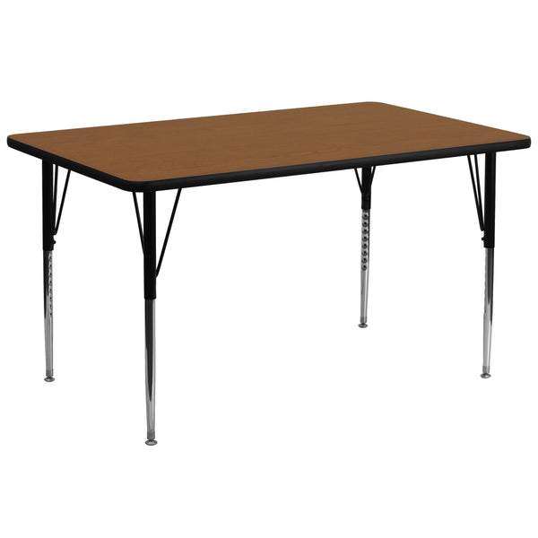 Oak |#| 30inchW x 72inchL Rectangular Oak HP Laminate Activity Table - Height Adjustable Legs