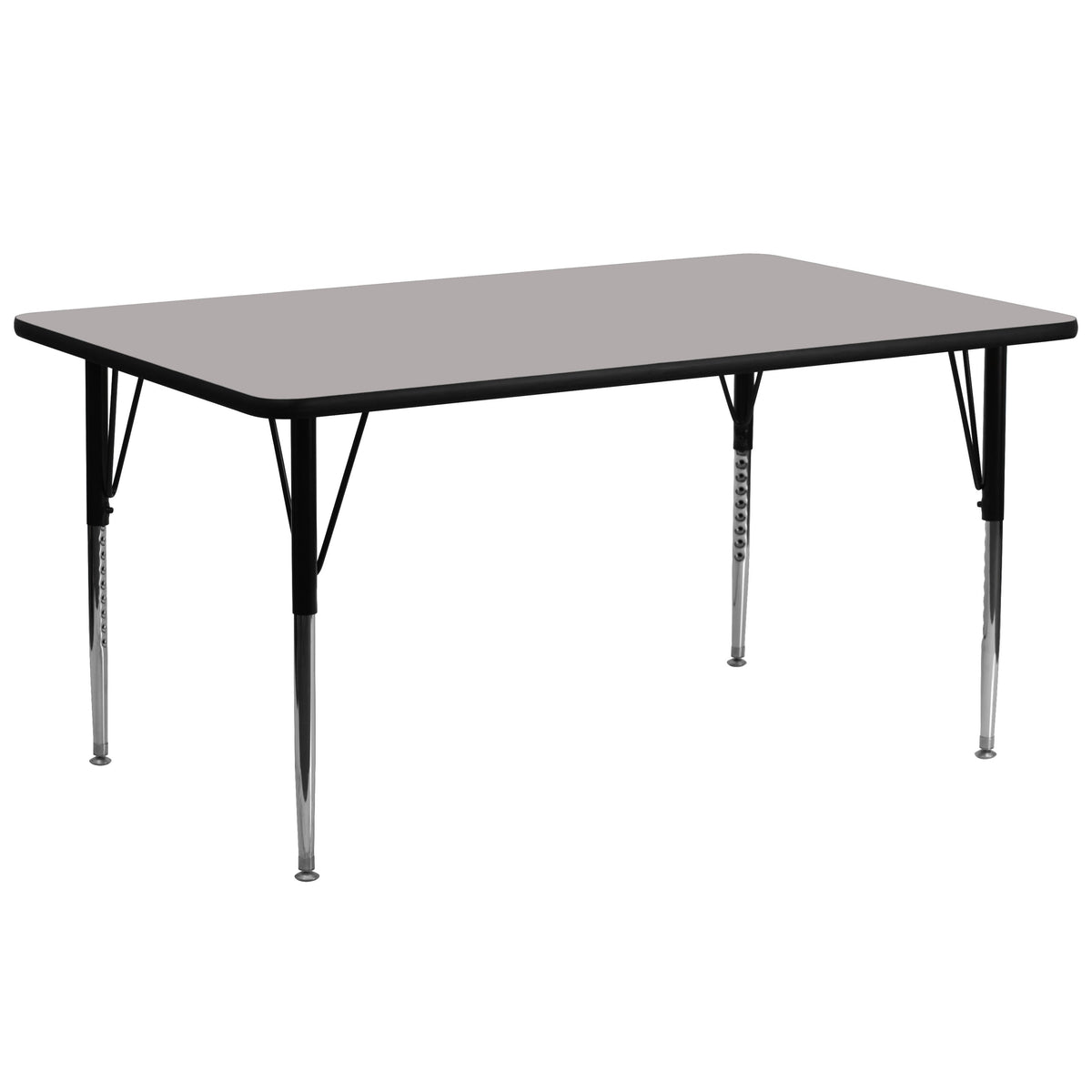 Gray |#| 30inchW x 72inchL Rectangular Grey HP Laminate Activity Table - Height Adjustable Legs