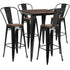 31.5" Square Metal Bar Table Set with Wood Top and 4 Stools