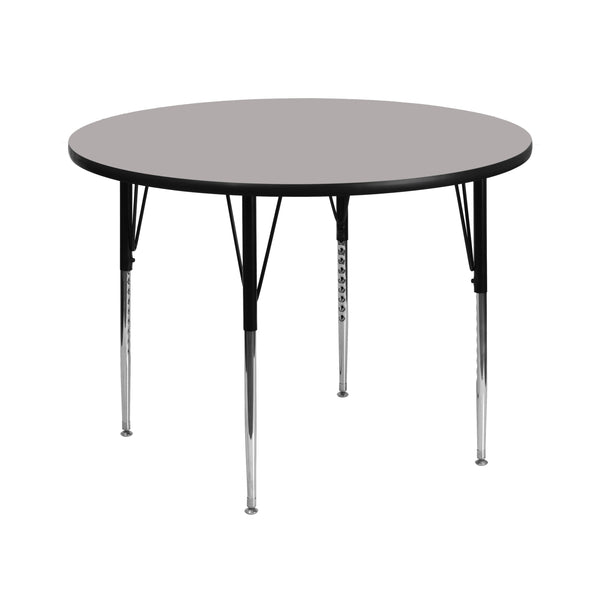 Gray |#| 42inch Round Grey HP Laminate Activity Table - Standard Height Adjustable Legs