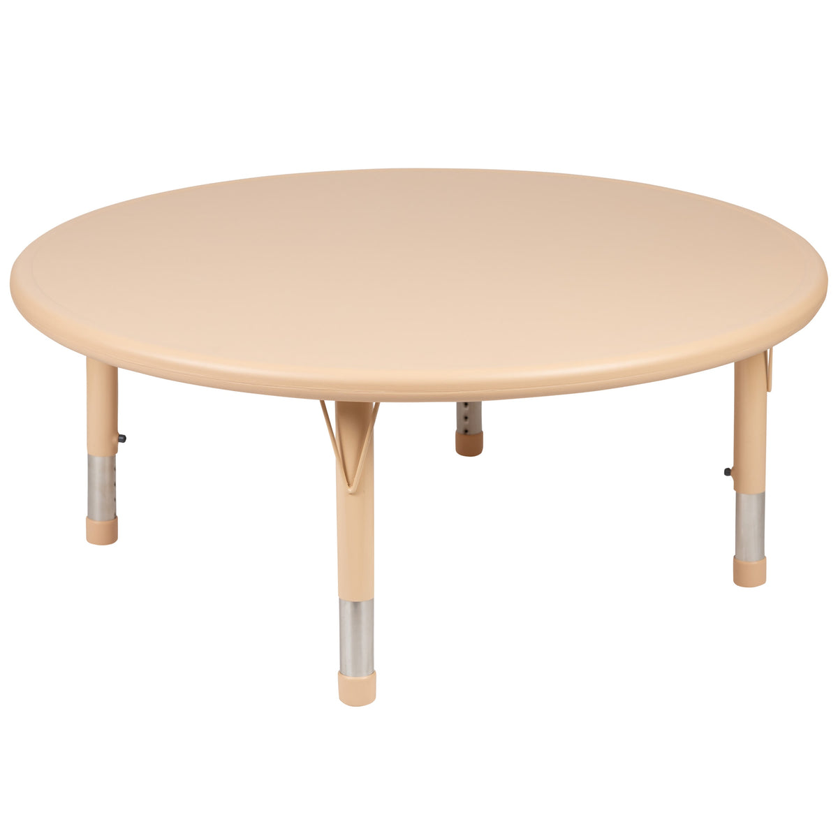 Natural |#| 45inch Round Natural Plastic Height Adjustable Activity Table - School Table for 4