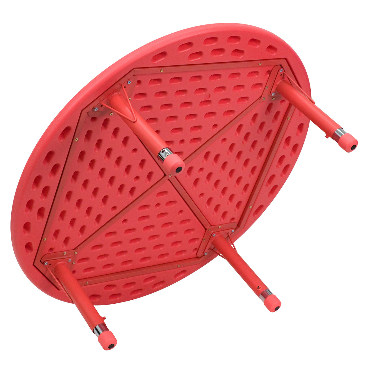 Red |#| 45inch Round Red Plastic Height Adjustable Activity Table