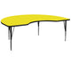 Yellow |#| 48inchW x 72inchL Kidney Yellow HP Laminate Activity Table - Height Adjustable Legs