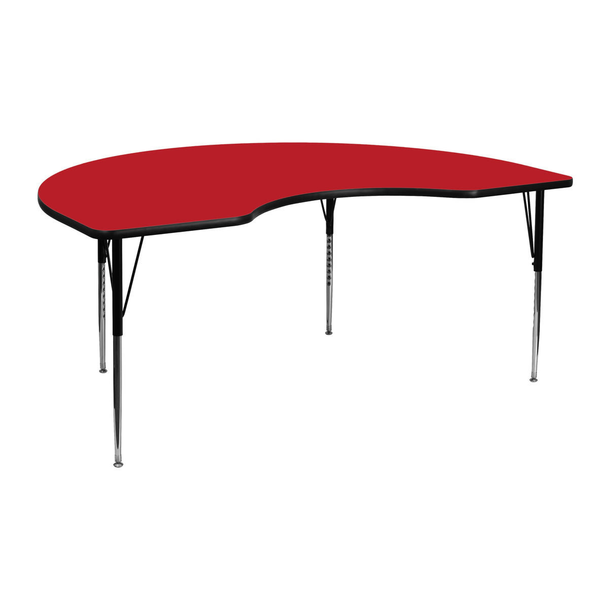 Red |#| 48inchW x 72inchL Kidney Red HP Laminate Activity Table - Height Adjustable Legs