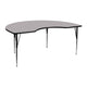 Gray |#| 48inchW x 72inchL Kidney Grey Thermal Laminate Activity Table - Height Adjustable Legs