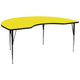 Yellow |#| 48inchW x 96inchL Kidney Yellow HP Laminate Activity Table - Height Adjustable Legs